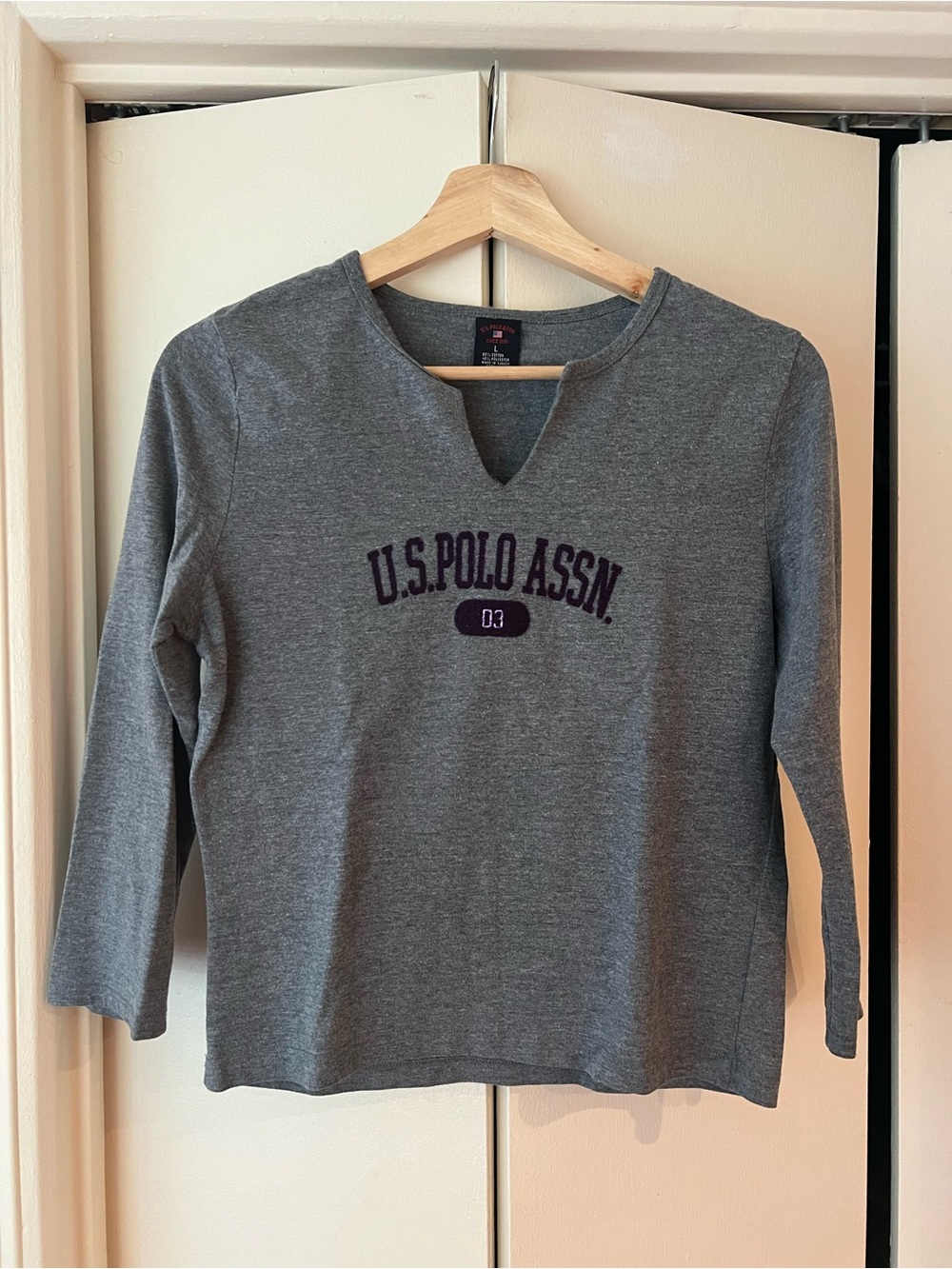 Vintage polo top with purple beading